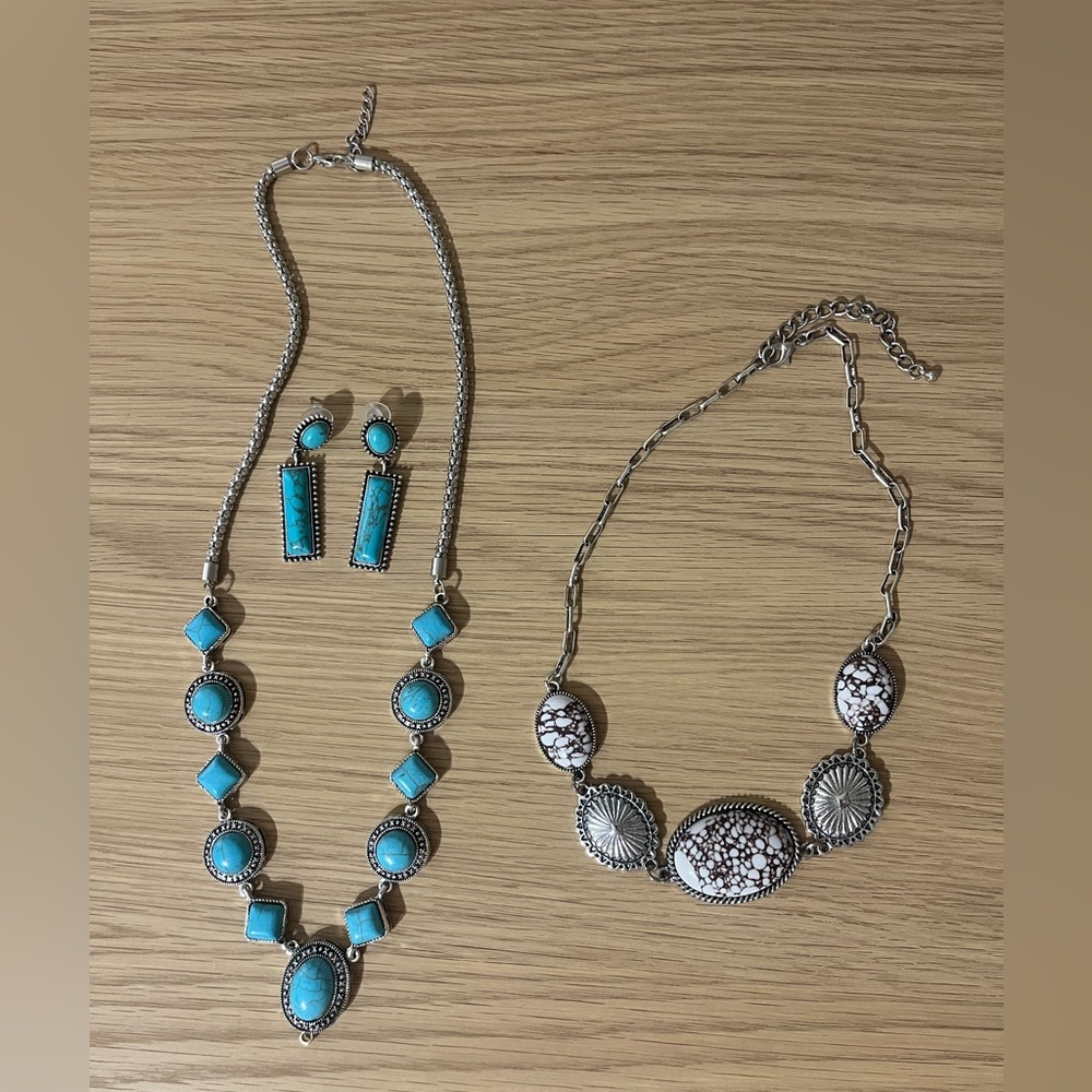 Turquoise and Silver Western Jewelry Set